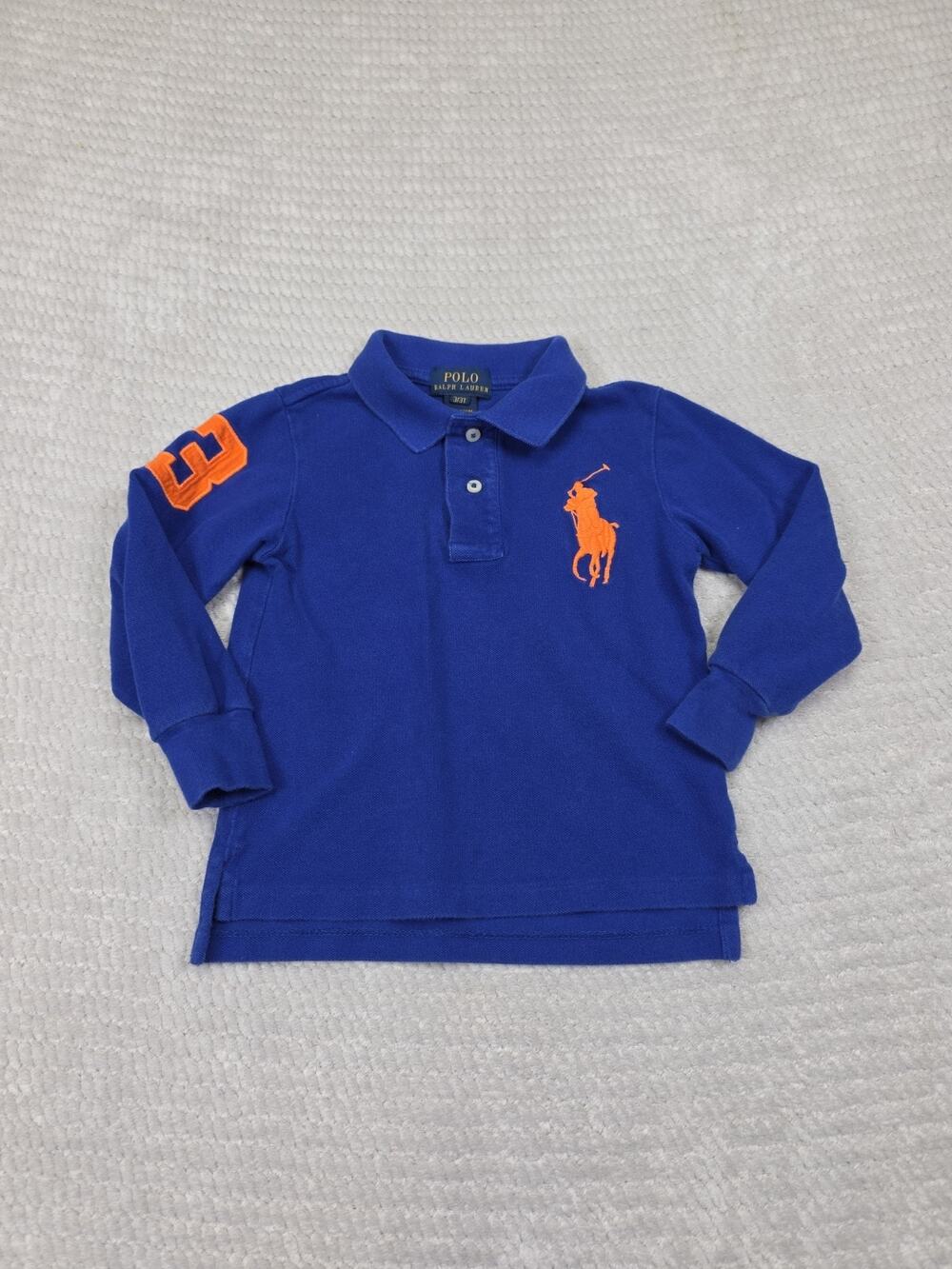 Polo Ralph Lauren Shirt Boys 3T Big Pony Long Sleeve Polo Shirt Blue